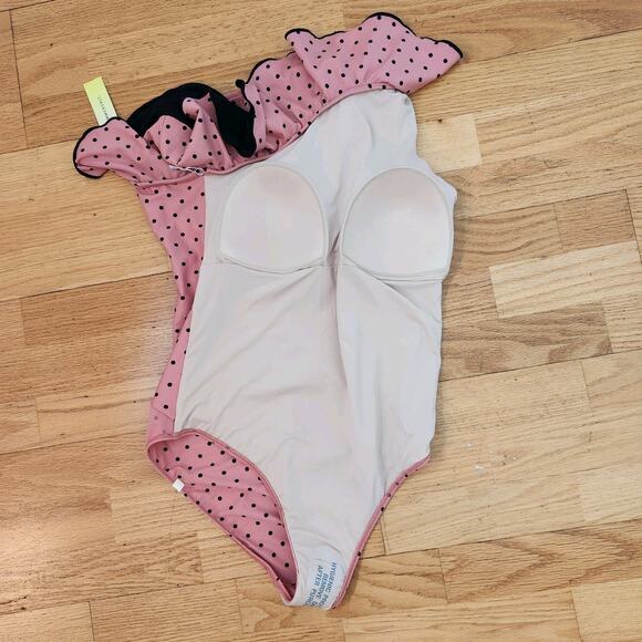 New Summersalt Swimsuit Sz 12 Womens OnePiece Ruffle Sidestroke Bathing Polkadot - Picture 6 of 10
